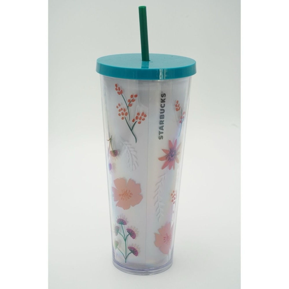 rare 2017 Starbucks Quetzal Bird Flowers 24oz acrylic cold cup tumbler